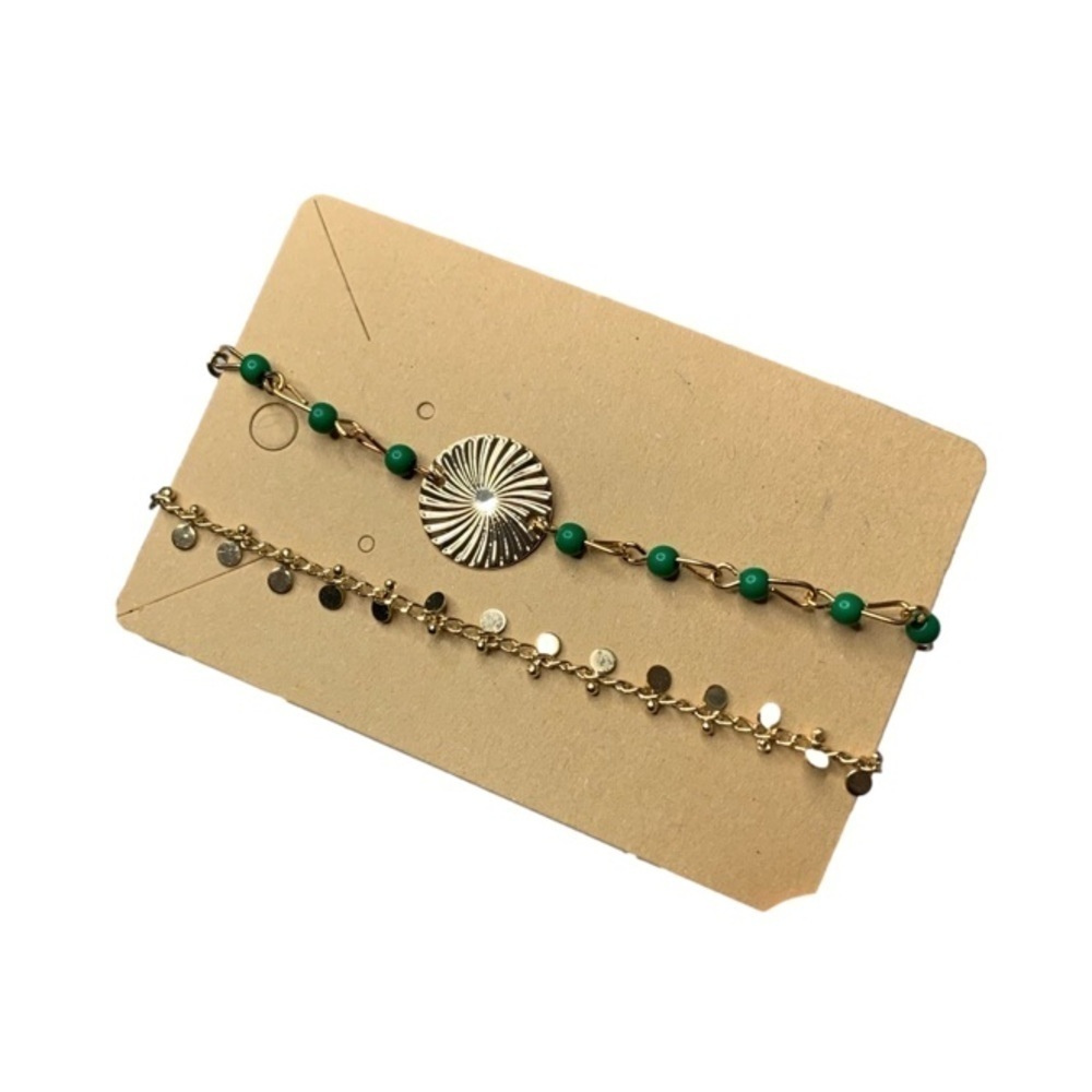 Green and gold bracelet set